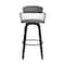 Armen Living Willow 25.5" Swivel Black Wood Counter Stool in Gray Faux Leather with Black Metal LCWIBABLKGRY26 - alternate 8